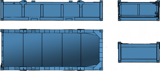 Контейнер половинной высоты, размером 20' X 8' X 4'